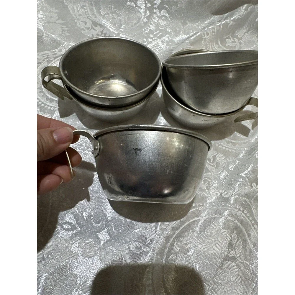 Vintage Aluminum Camping Cups Set 5